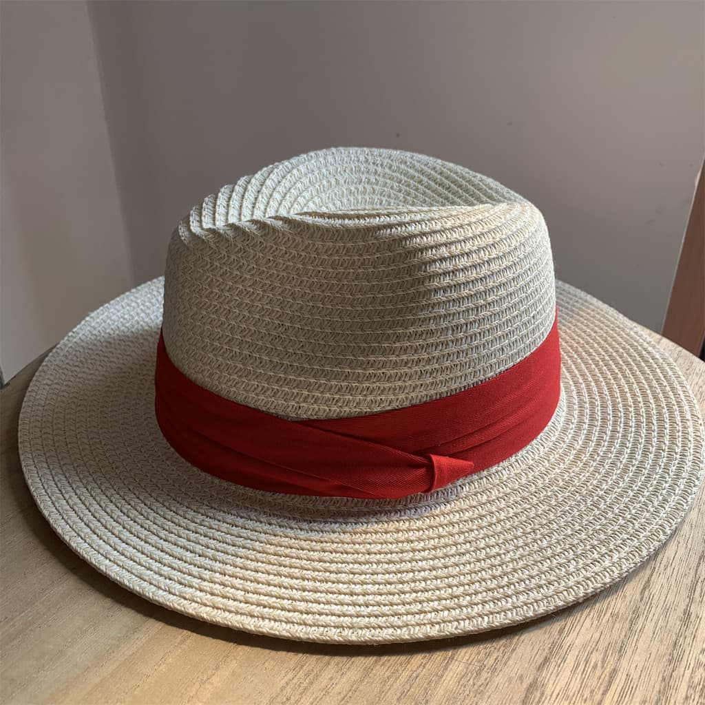 Masculino feminino verão protetor solar chapéu de palha guarda-sol vermelho panamá chapéu de palha aba larga chapéu de s