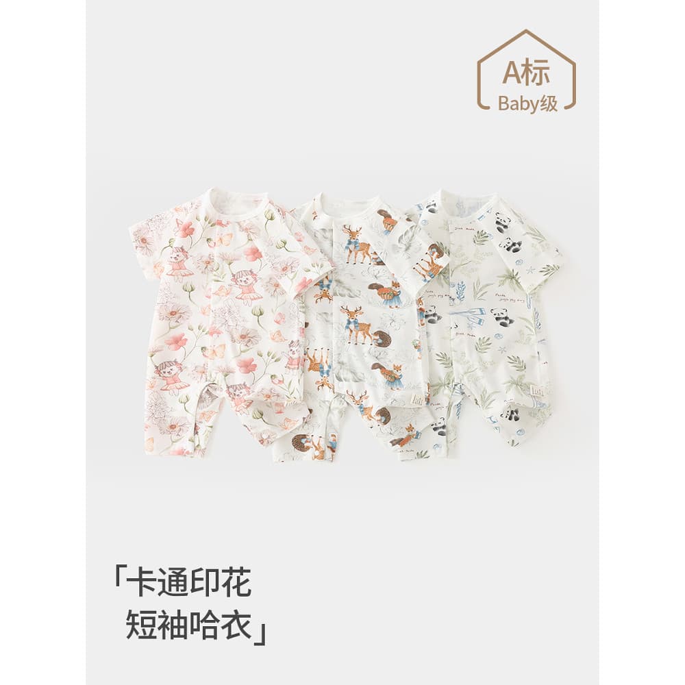 Verão estilo fino bebê Shorts de manga curta macacão Floral impresso bebê macacão criança mês inteiro roupas pijamas do