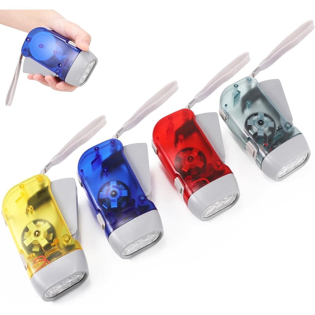 Conjunto de 4 lanternas de emergência manuais, sem necessidade de baterias, 3 luzes LED, lanternas portáteis de manivela
