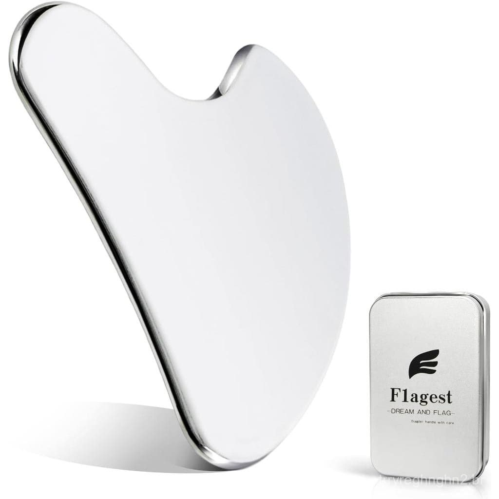 Flagest Ferramentas Faciais Gua Sha de Aço Inoxidável - Ferramentas de Massagem Facial - Ferramenta Guasha de Metal Durá