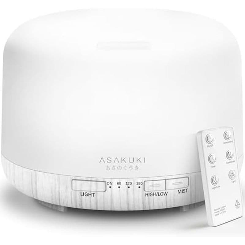 Difusor De Óleo Essencial ASAKUKI Para Casa , Umidificador Aromaterapia De 500ML Com Controle Remoto , Luzes LED De 7 Co