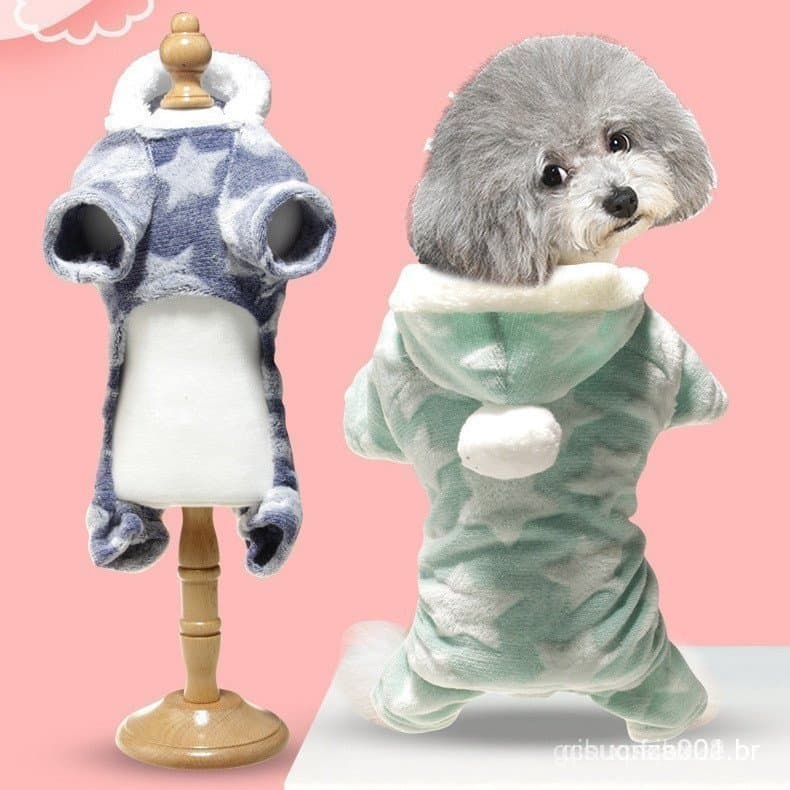 Casaco de Inverno para Cachorro de Pelúcia Quente e à Prova de Frio com Capuz e Espessura TZPD