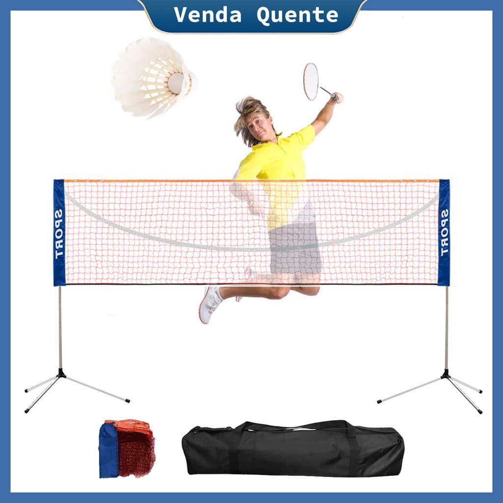 Rede de badminton ajustável em altura (75/118/160 cm), com suporte multifuncional, também pode ser usada como rede vôlei
