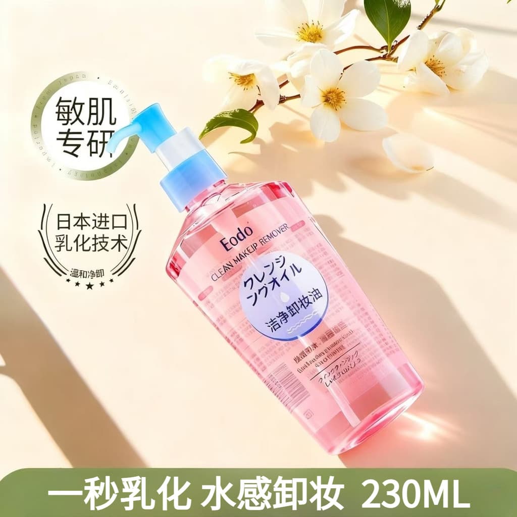 Pele sensível extrato de flor óleo de limpeza olho lábio rosto três-em-um loção nutritiva suave limpeza profunda poros f