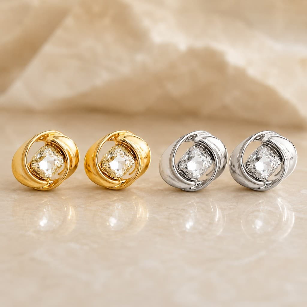BRINCO ORGÂNICO AROS ENVOLVENTE COM STRASS - BIJTERIA FINA