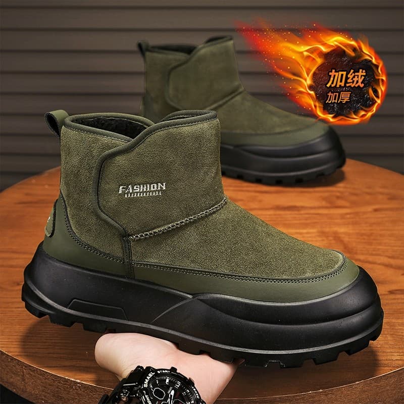 Botas de neve do nordeste forro de inverno masculino engrossado quente grande sapatos de algodão pele integrada à prova