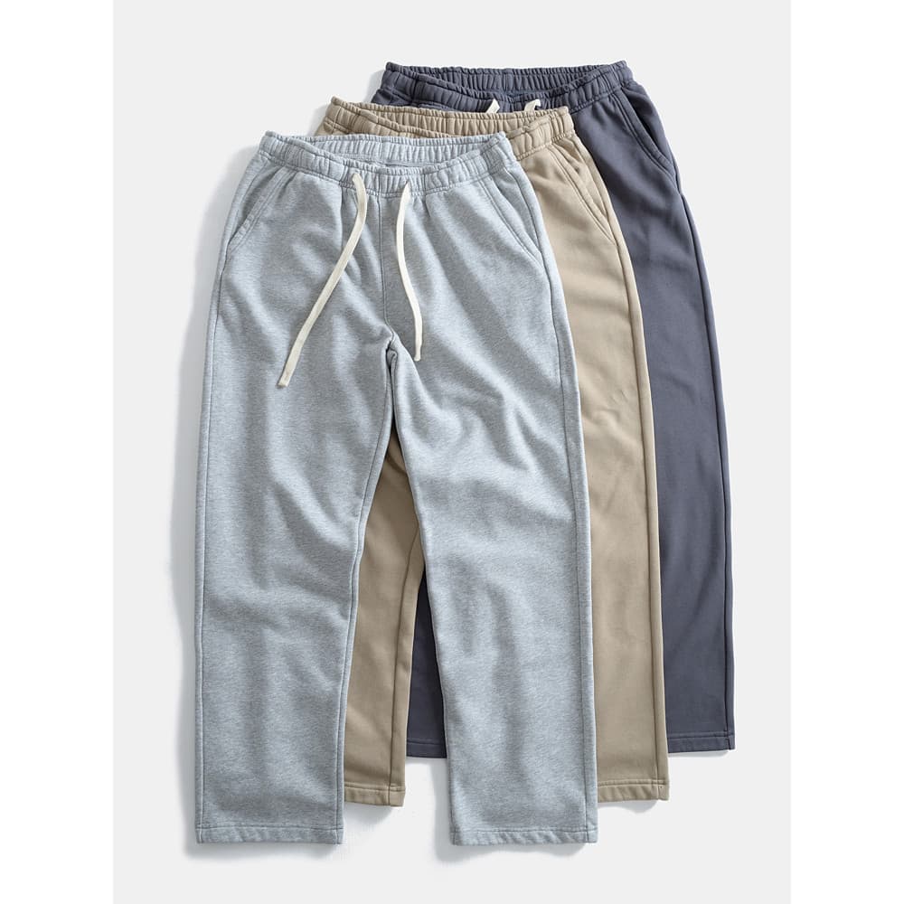 Calças de moletom de perna larga de outono pesado calças casuais soltas calças esportivas masculinas retas grossas calça