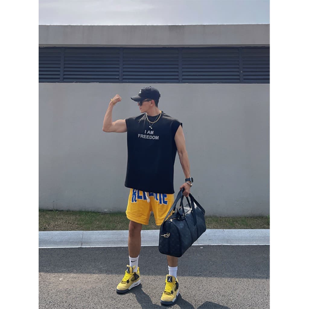 Preto pequenos punhos colete de Fitness mostrar músculos americano pesado sem mangas camiseta masculina verão pequeno de