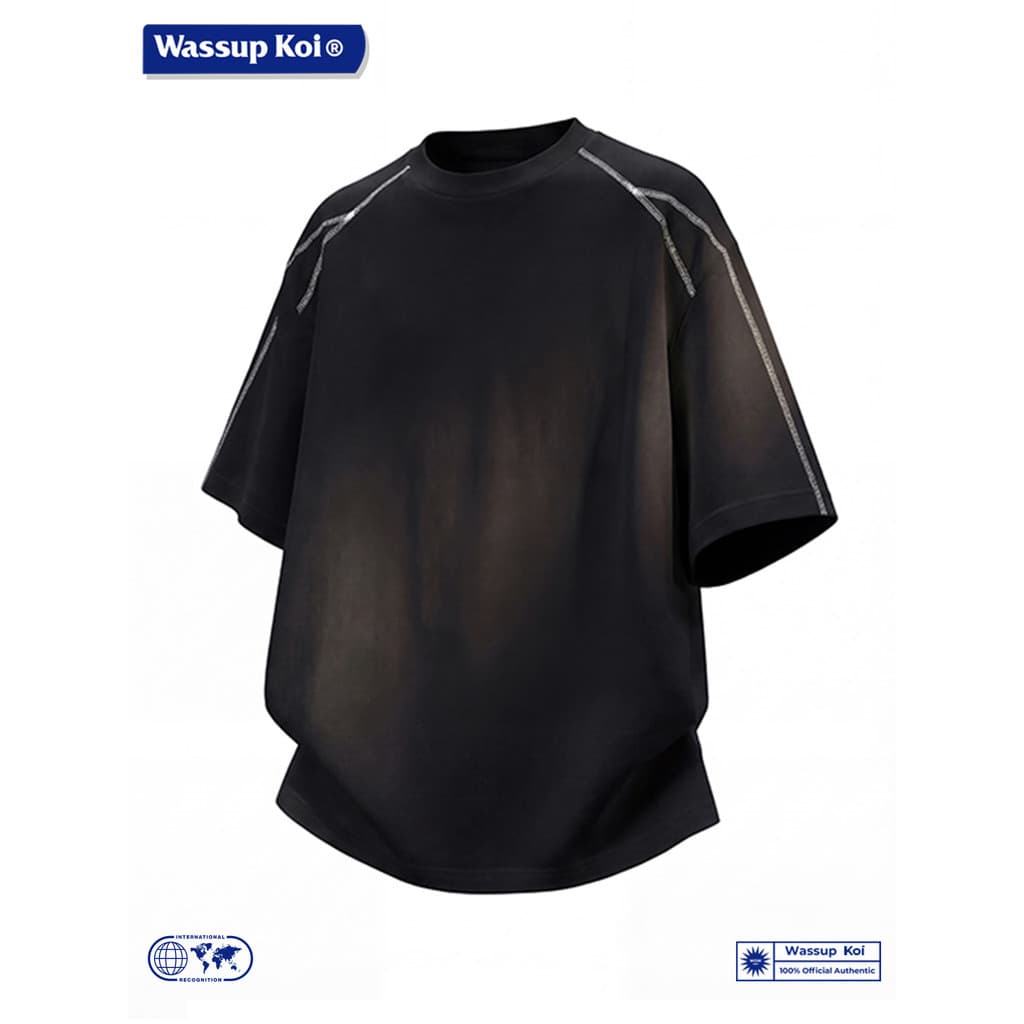WASSUP KOI American Desconstrução Camiseta de manga curta masculina verão linha aberta Design de secagem rápida Top resp