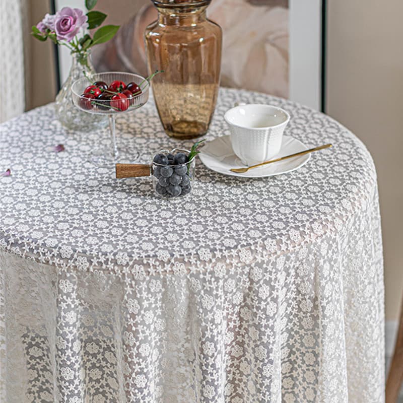 Toalha de mesa francesa romântica de renda, retrô, redonda, luz, luxo, retangular, sobremesa, mesa de café, pano