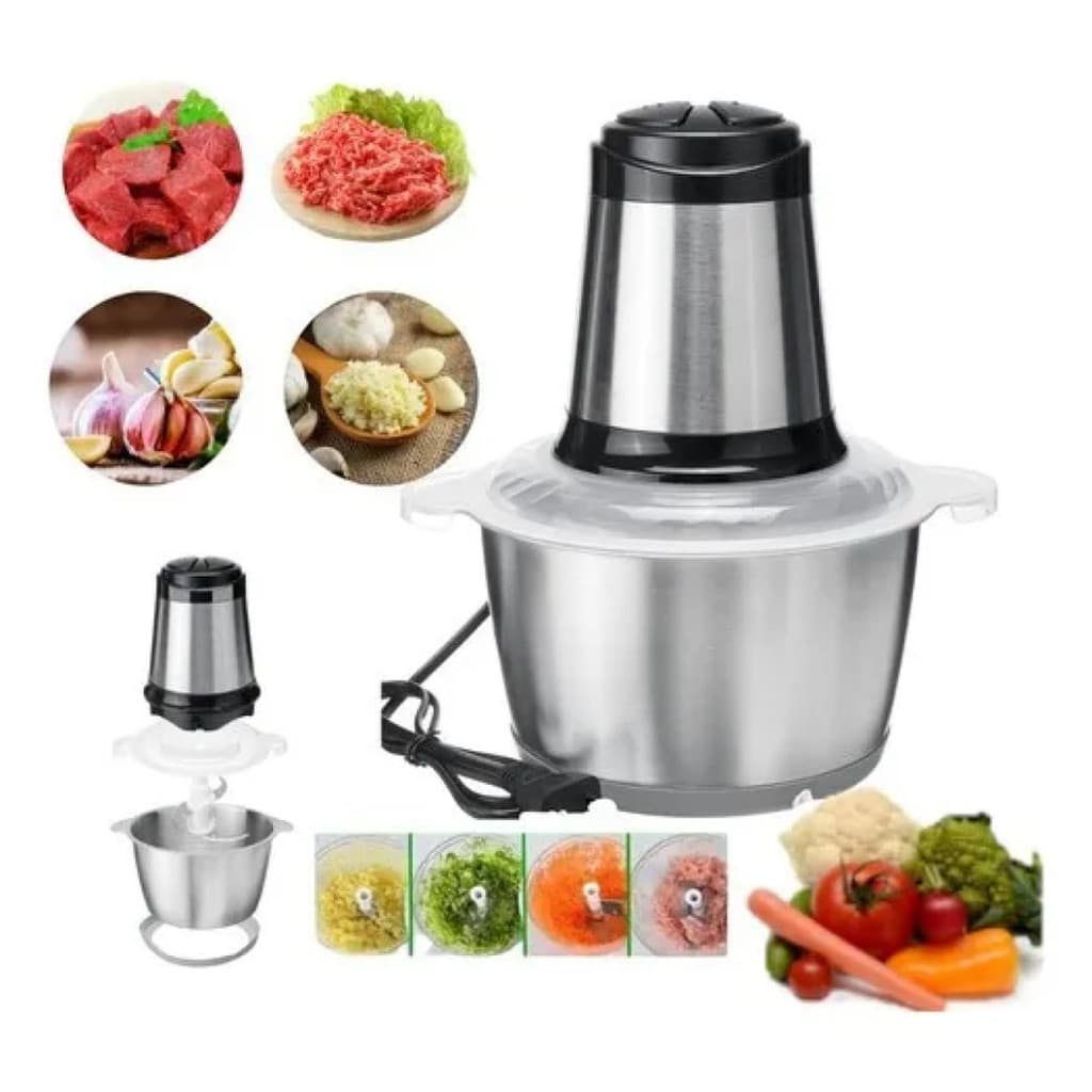 Multiprocessador Moedor De Carne Alho Legumes Elétrico 2L