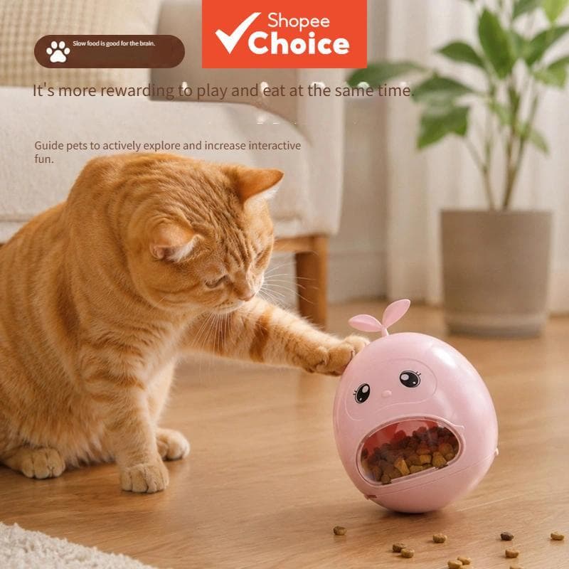 Dispensador de petiscos interativo para gatos, brinquedo de bola de comedouro lento para gatos e cães pequenos,
