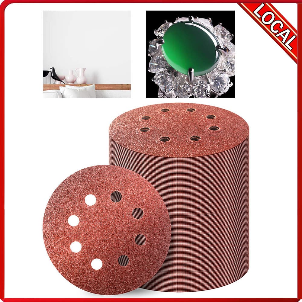 100 folhas de lixa vermelha polida 60-400 lixa de malha (7 especificações) 8 furos adequados para lixadeira durável