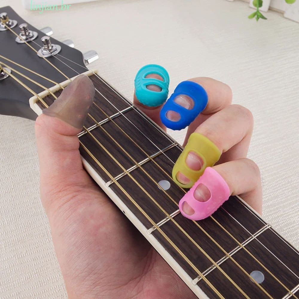 LINJIAN 10 Peças Protetores De Dedo De Silicone , Ponta Guitarra Dedal De Borracha Antiderrapante , Luva Artesanal DIY