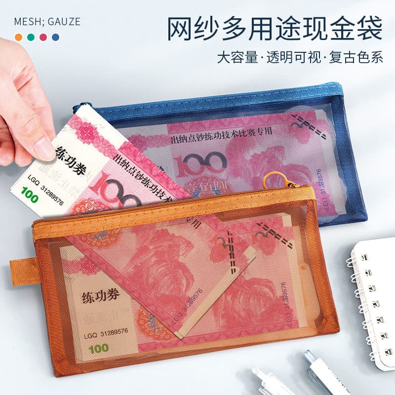 Saco de dinheiro transparente armazenamento zíper embalagem de dinheiro notas economizando dinheiro cem Yuan notas Mone