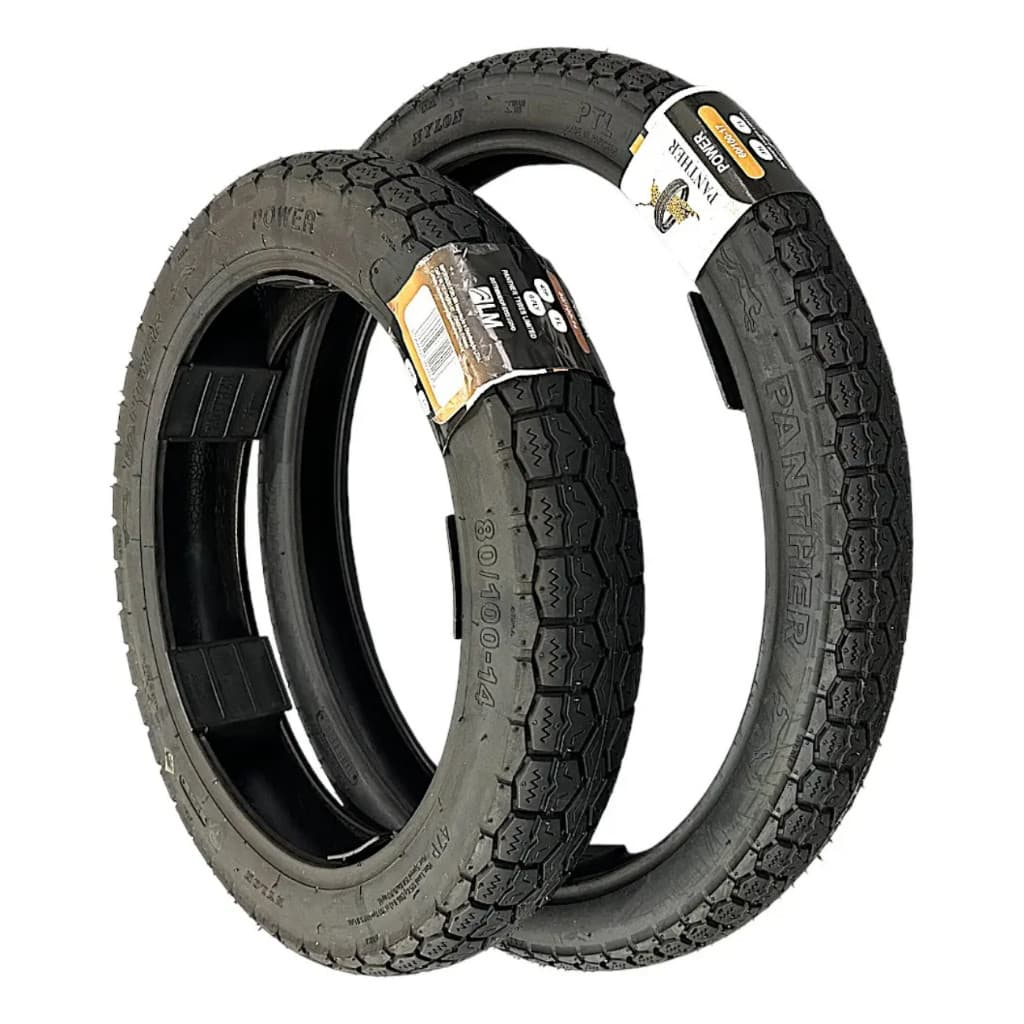Pneu Dianteiro e Traseiro Panther Biz100 Biz110 Biz125 Pop100 Pop110 Shineray Jet Power - Par
