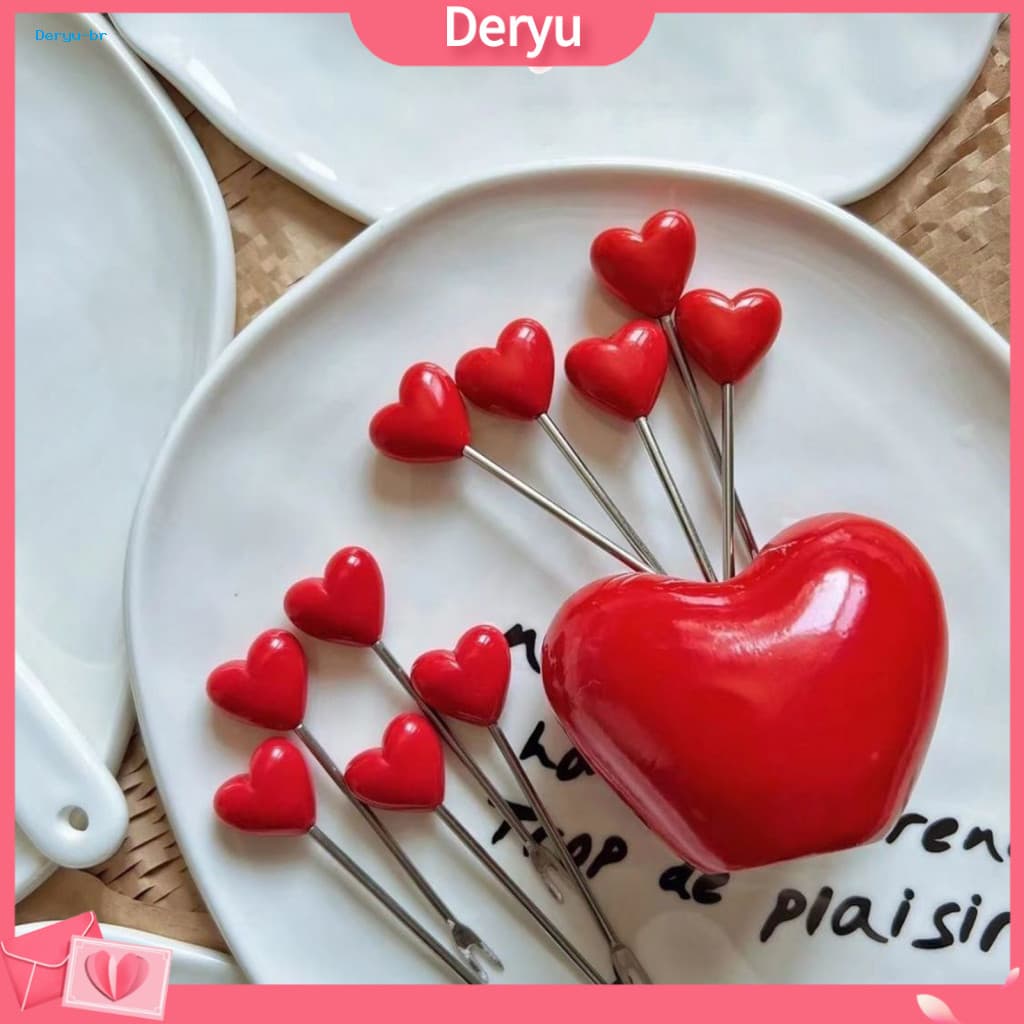 Heart-shaped Dessert Forks Modern Appetizer 5/10 Pcs Fruit Set with Love Holder – Reusable Cake Picks Cute for Parties