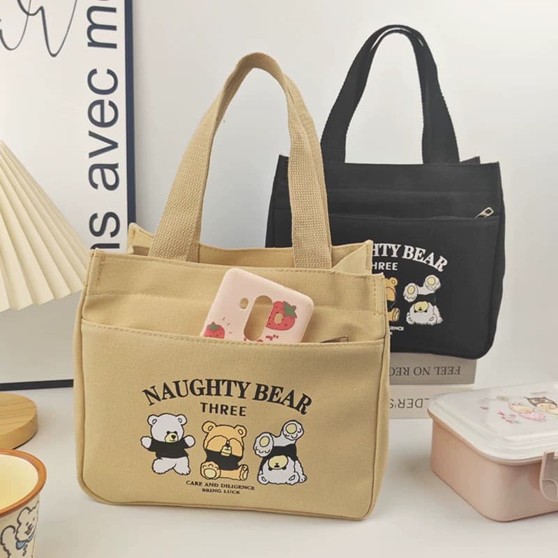 Bolsa de lona pequena All-Match trabalhador de escritório Bento saco novo estilo estudante grande capacidade lancheira s