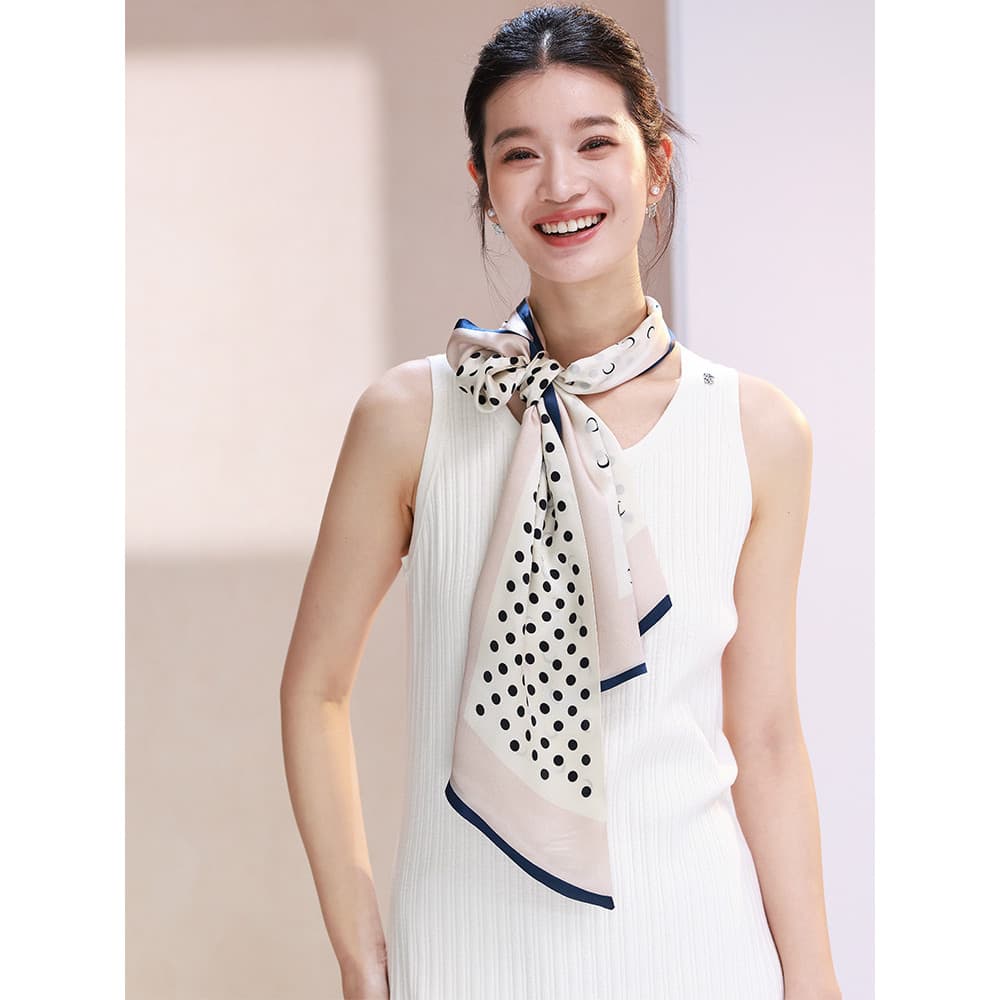 Polka Dot lenço de seda senhoras pequeno longo tira cachecol estreito High-End sentimento Hangzhou verão fino pescoço pr