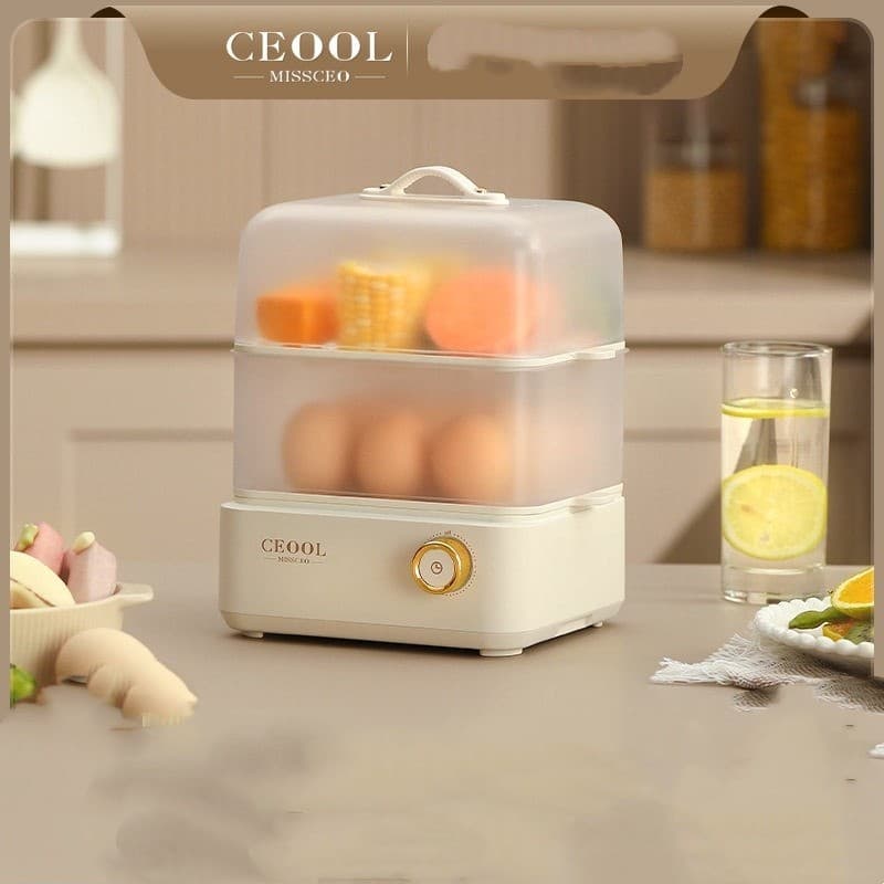 CEOOL Egg Steamer Doméstico Desligamento Automático Dupla Camada Fogão de Ovos Multifuncional Egg Steamer Máquina de Caf