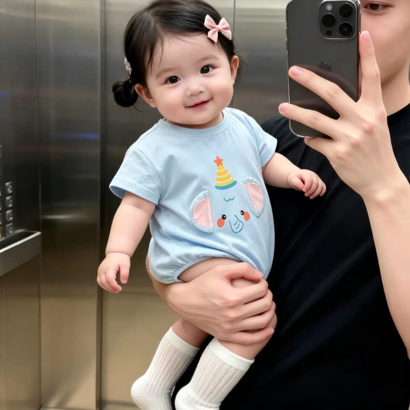 Estilo coreano bebê elefante pequeno mês de idade bebê recém-nascido macacão bebê macacão roupas de manga curta primaver