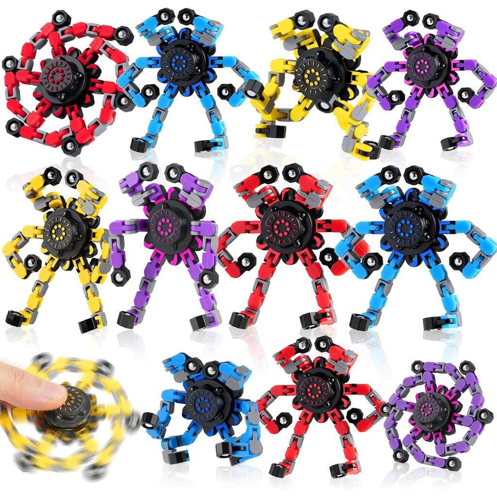 Conjunto de 12 peças de spinners deformáveis, adequados para crianças e adultos, spinner robô DIY com corrente deformáve