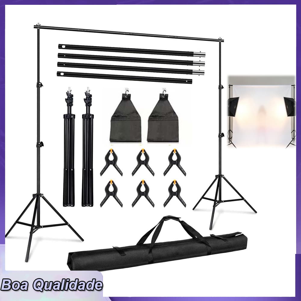 suporte para Fundo Fotografico para Fotografia 2x3metros Suporte de Backdrop com clipes e bolsa de armazenamento