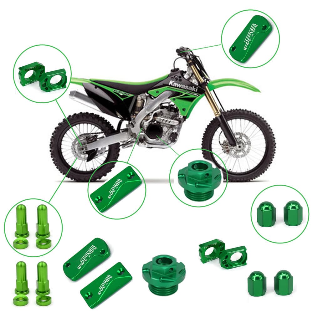 Kit 6 Peças Tampa do Reservatório de Freio Dianteira e Traseira CNC para Kawasaki KX250 KX250F KX250