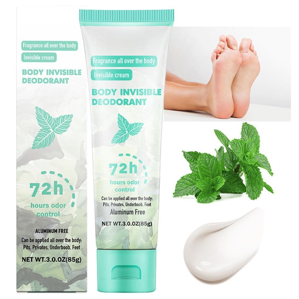 Creme Desodorante Corporal Feminino, Creme Invisível Removedor de Odor, Controle de Odor por 72 Horas para Axilas e Part