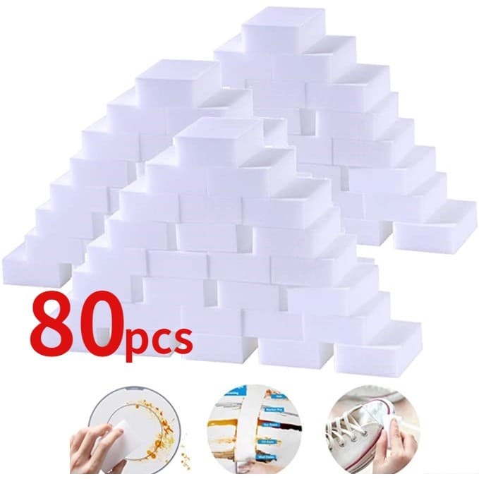 80pcs Esponja Mágica Branca Multifuncional 10x6x2 CM