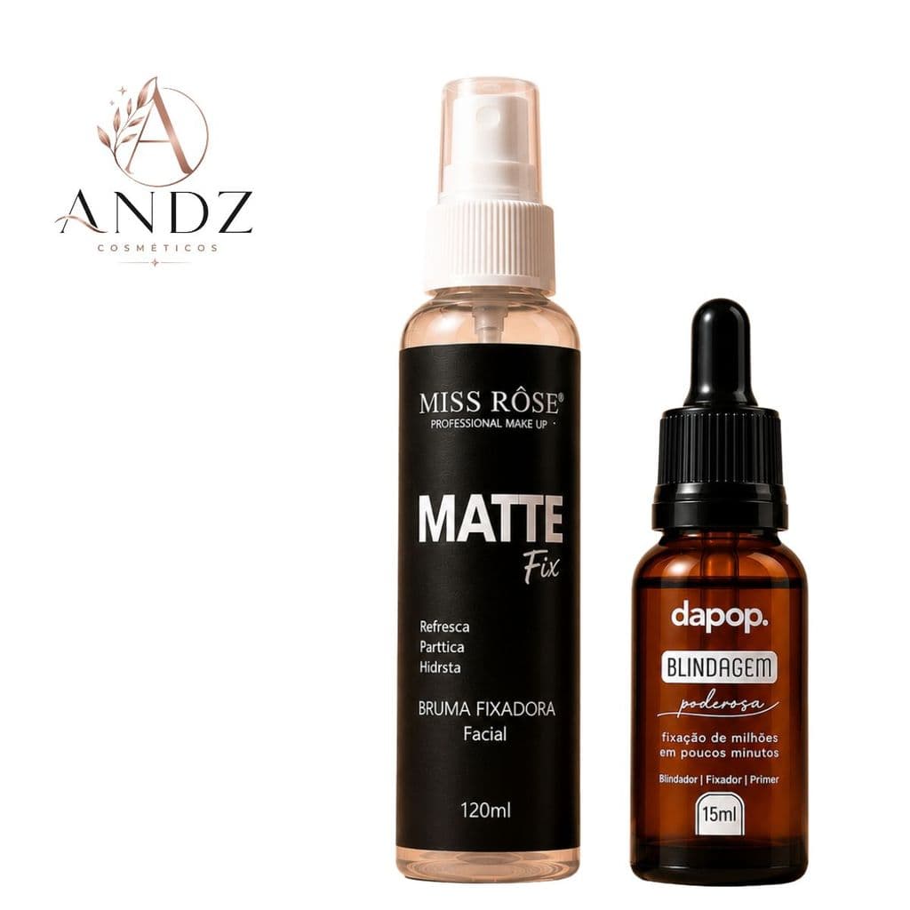 Kit Bruma Matte Miss Rose + Blindagem Dapop Primer Fixador Maquiagem Longa Duração