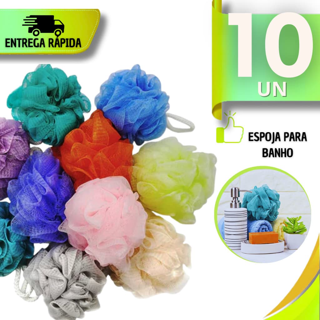 Combo Esponja Buchas de Nylon Para Banho com Cordinhas Esfoliante Cor Sortida Qualidade