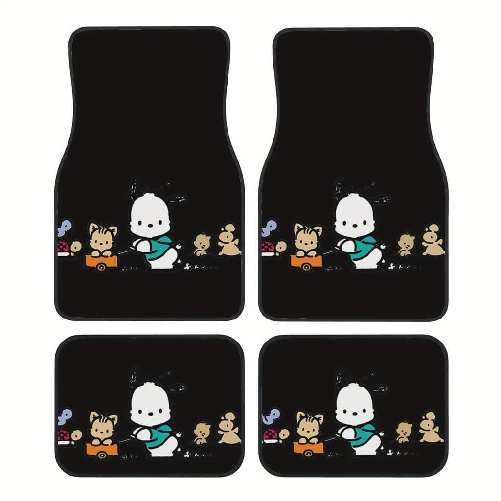 Conjunto de 4 peças Sanrio Pochacco Tapete antiderrapante Universal para carro - Acessórios de Interior de carro fofos,