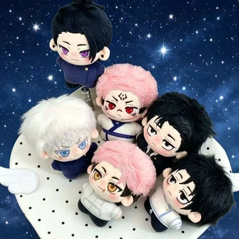 Boneco de Pelúcia Jujutsu Kaisen de 10cm, Gojo Satoru Fushiguro Megumi, Brinquedo de Pelúcia com Chaveiro para Crianças,