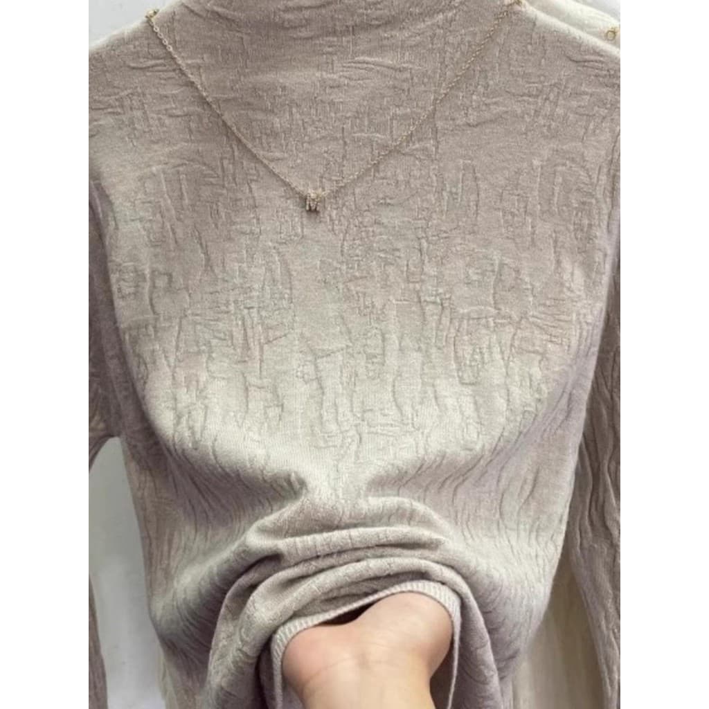 Estilo preguiçoso meia gola alta camisola de malha camisa de fundo feminino outono inverno novos produtos chique plissad