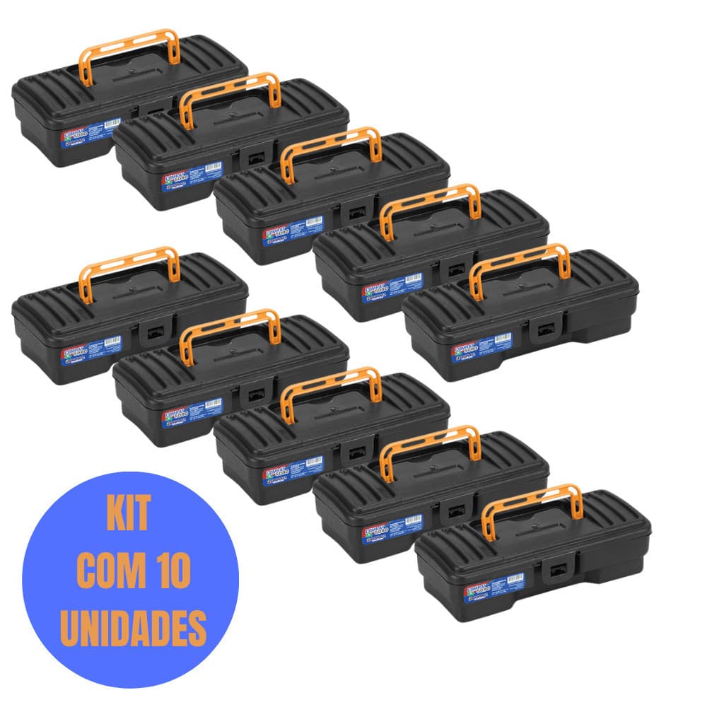 Kit com 10 Maletas Organizadoras para Ferramentas 10” COMBAT 5080 - Plástico Reforçado