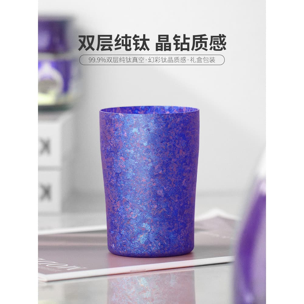 Copo de água de alto valor de titânio puro, camada dupla, Anti-escaldante, resistente a altas temperaturas, caneca resis