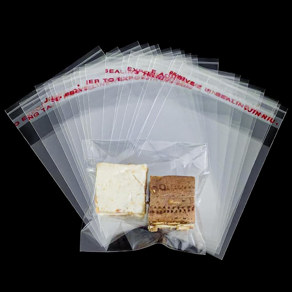 Sacos Autoadesivos para Biscoitos Soarvita: 100 Unidades de Sacos de Celofane Transparentes Reutilizáveis de 3x3 Polegad