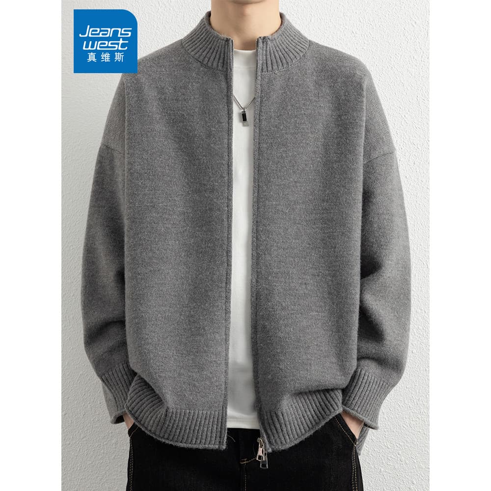 Zhenweisi suéter masculino Cardigan outono novo estilo na moda All-Match solto americano Casual simples jaqueta de malha