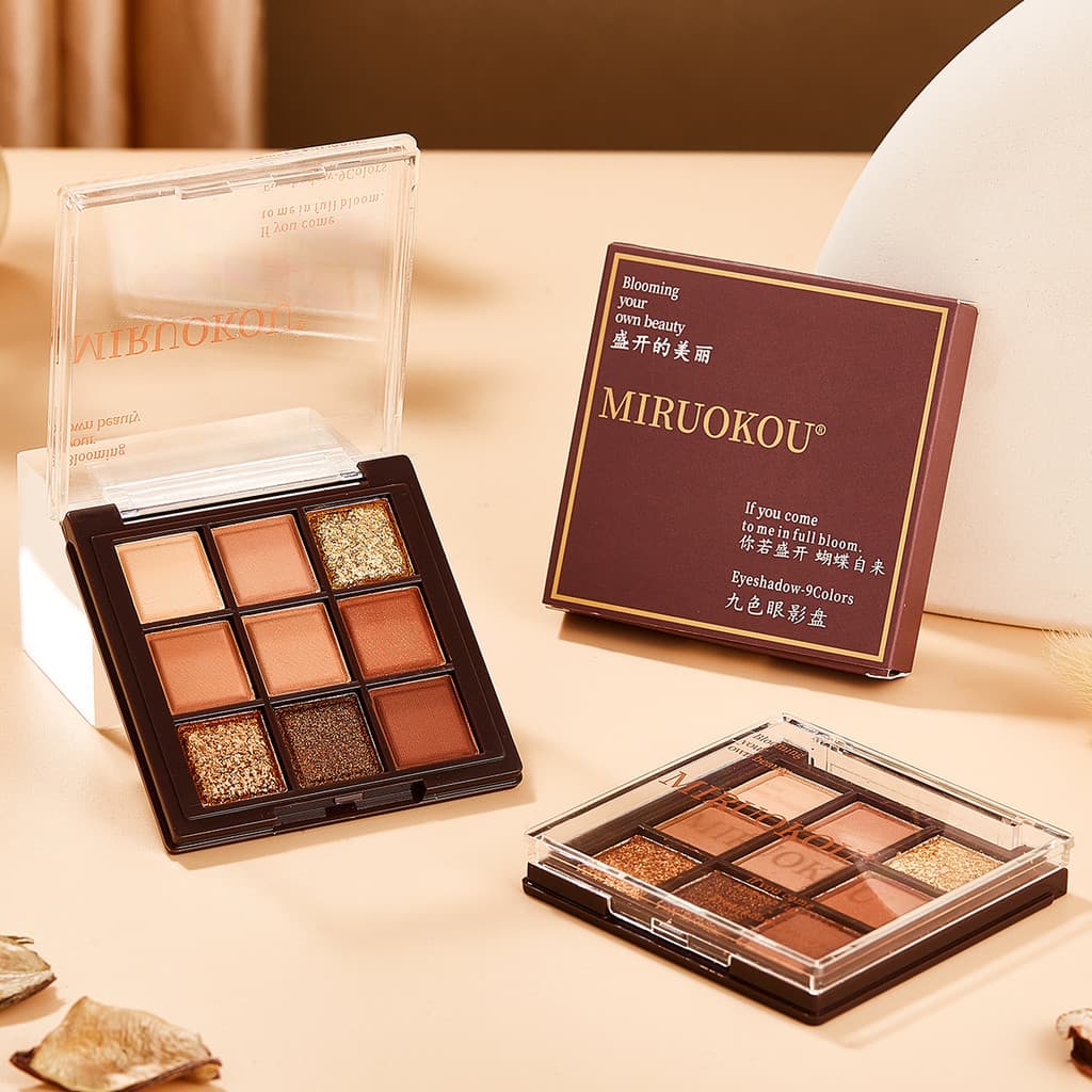 Miruko paleta de sombras de Chocolate de nove cores, lantejoulas peroladas foscas, bicho-da-seda, ilumina a cor da terra