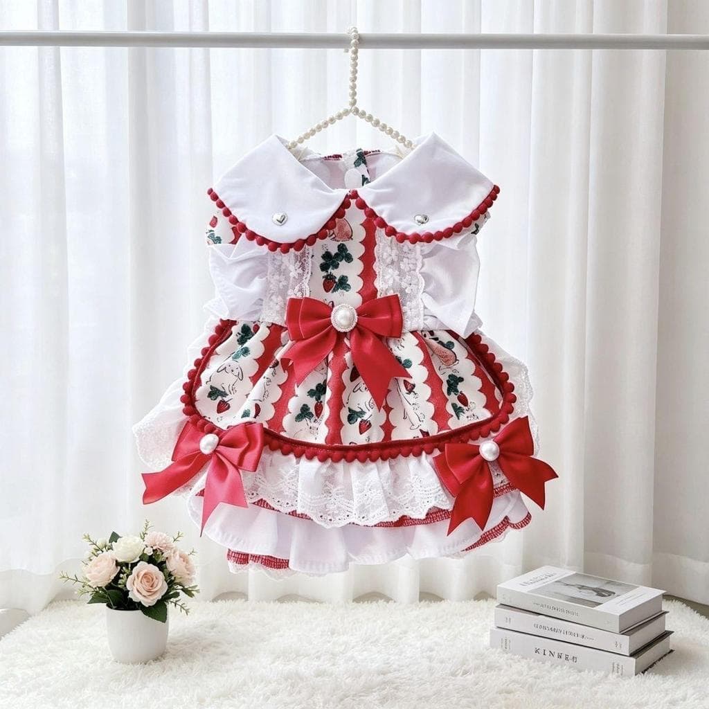 Cão verão vestido de princesa Lolita roupas para animais de estimação Teddy Bichon Pomeranian pequeno cão pet saia gato