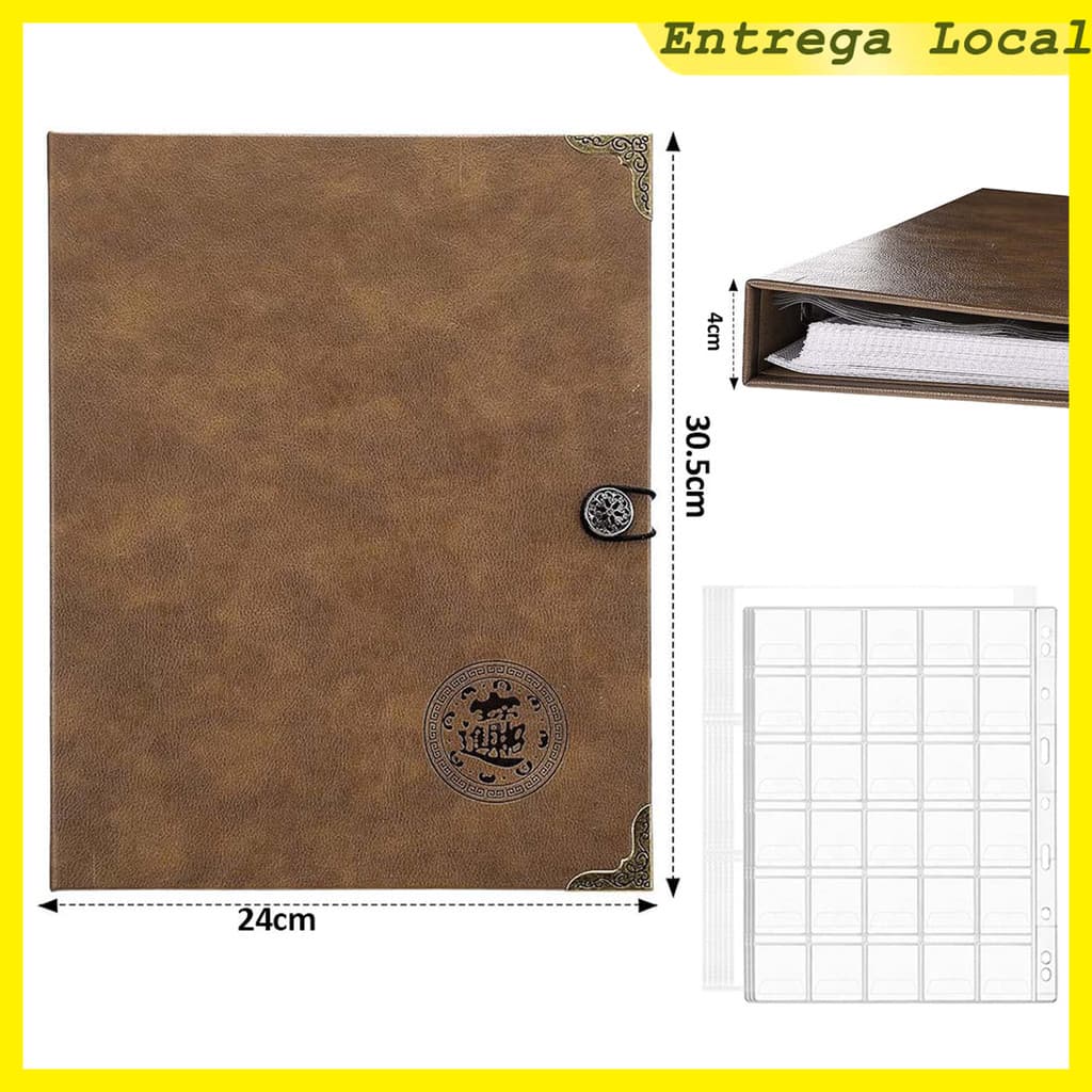 Porta-álbum de coleção de moedas, livro de coleção de moedas e fichário organizador de dinheiro de papel