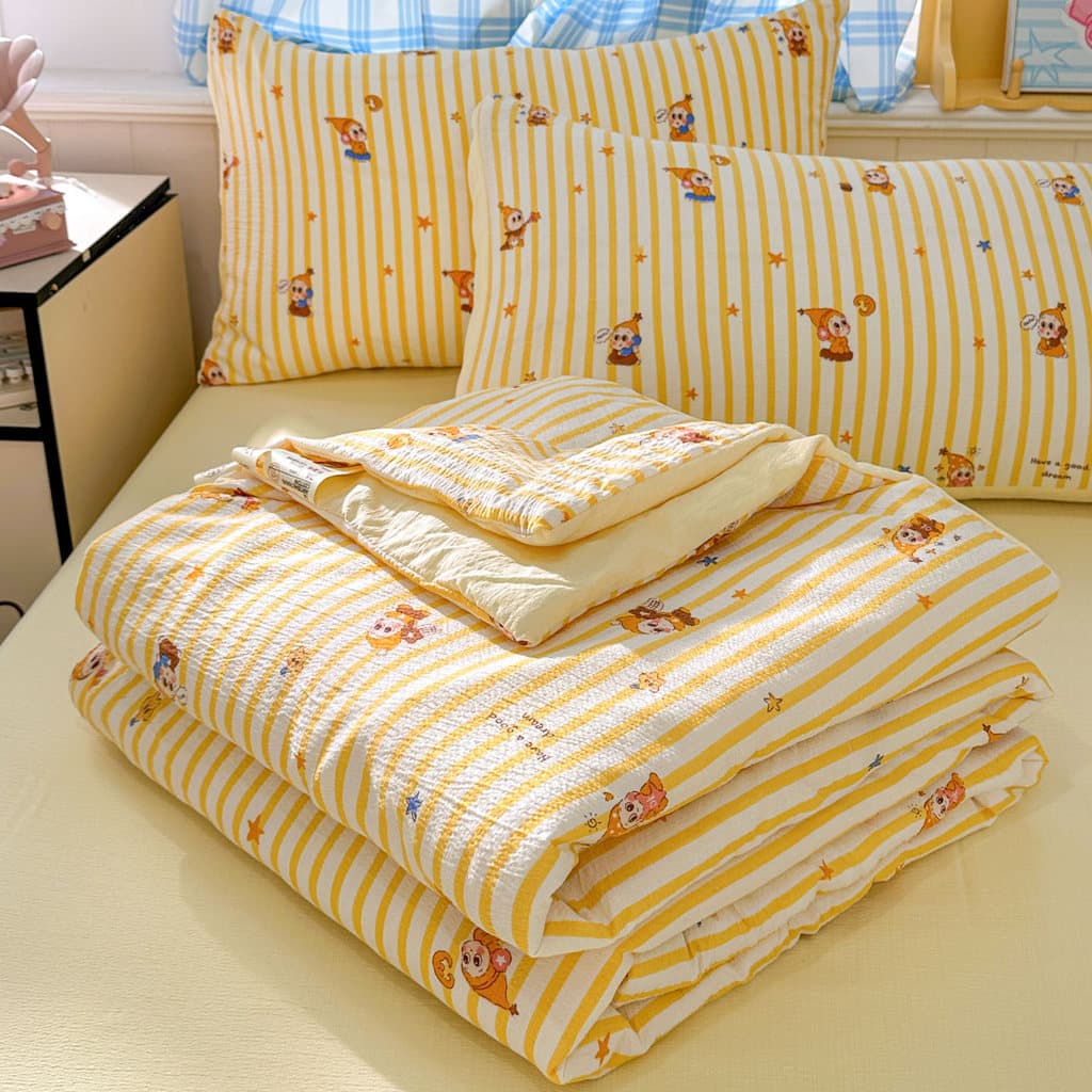 Verão gelo seda verão fresco colcha conjunto de quatro peças ar condicionado colcha lavável capa de cama colchão único d