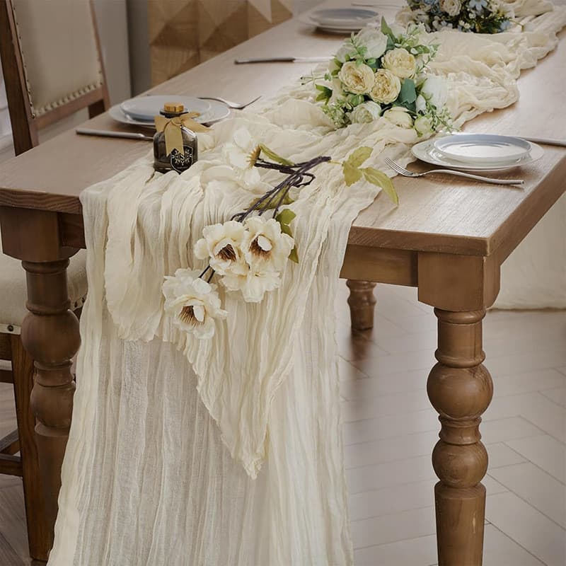 Toalha de mesa de gaze bege, mesa de chá, atmosfera, corredor de mesa, casamento, festa de aniversário, salão de jantar,