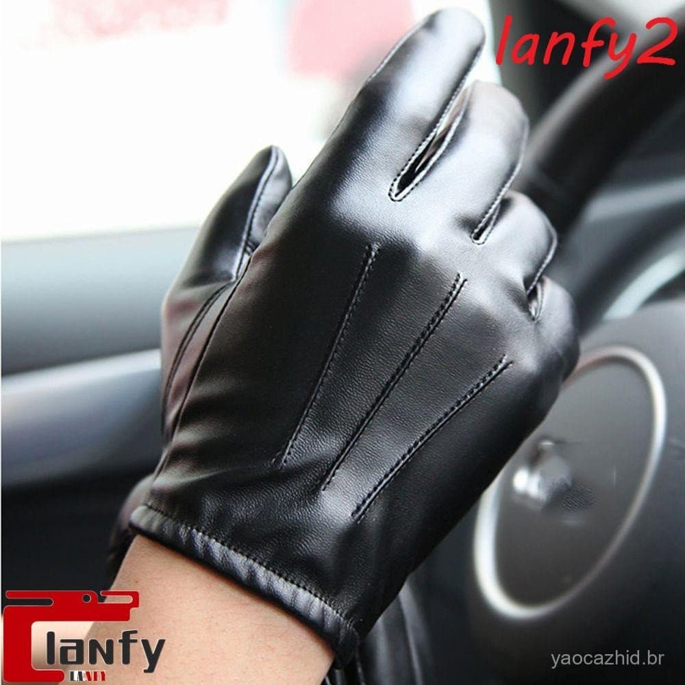LANFY Homens Mittens De Couro Luxo À Prova De Vento Manter Quente Água Luvas De Tela De Toque Masculino Ao Ar Livre