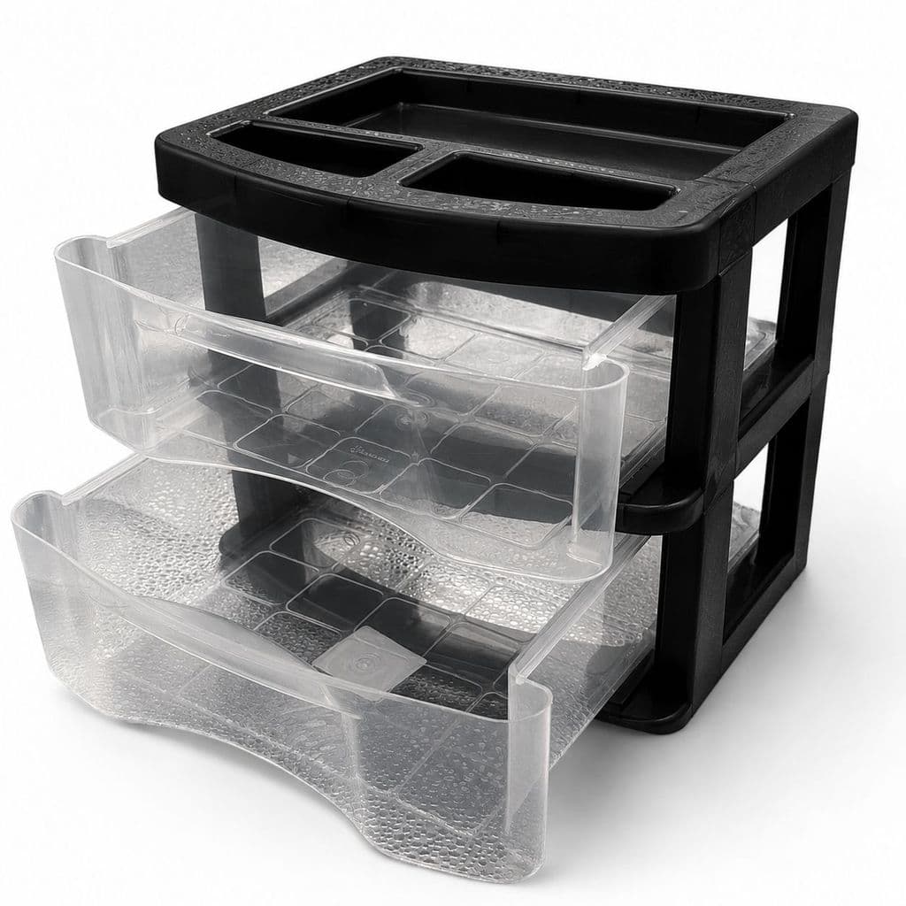 Gaveteiro De Mesa 2 Gavetas Para Escritório Maquiagem Preto