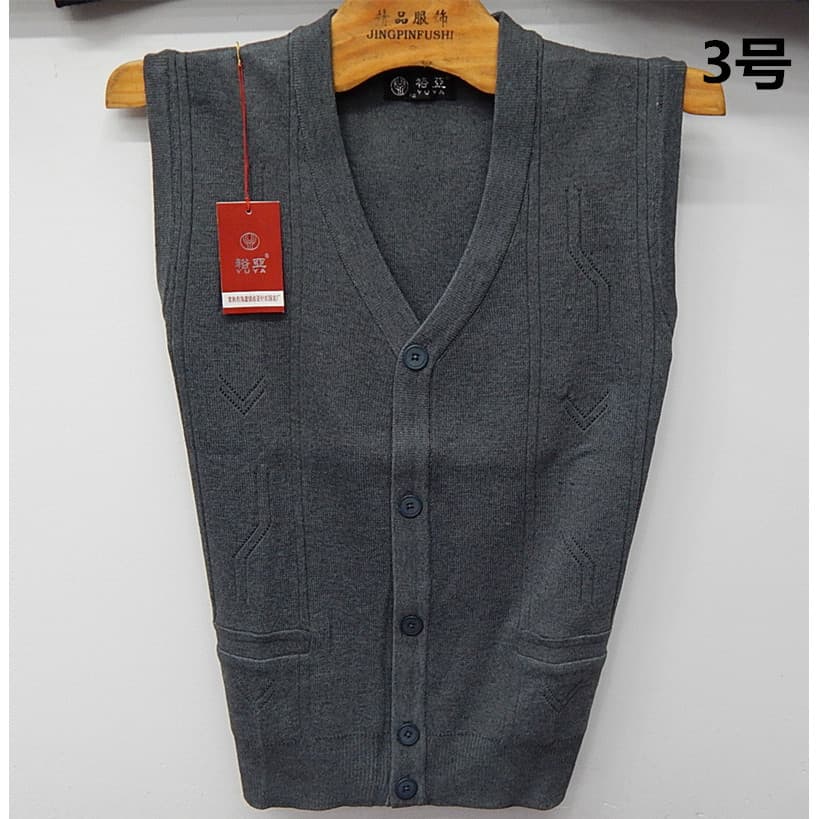 Novo produto colete de malha de meia-idade idosos masculino com decote em v camisola colete Cardigan colete de lã mascul
