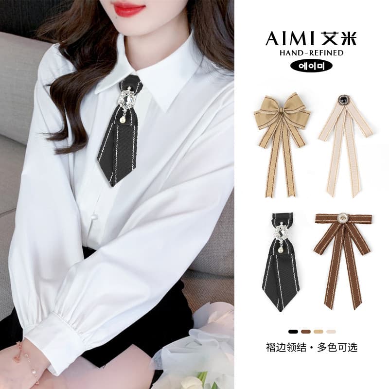 2025 novo estilo gravata borboleta moda feminina elegante decote decoração acessórios unissex camisa branca colar flor