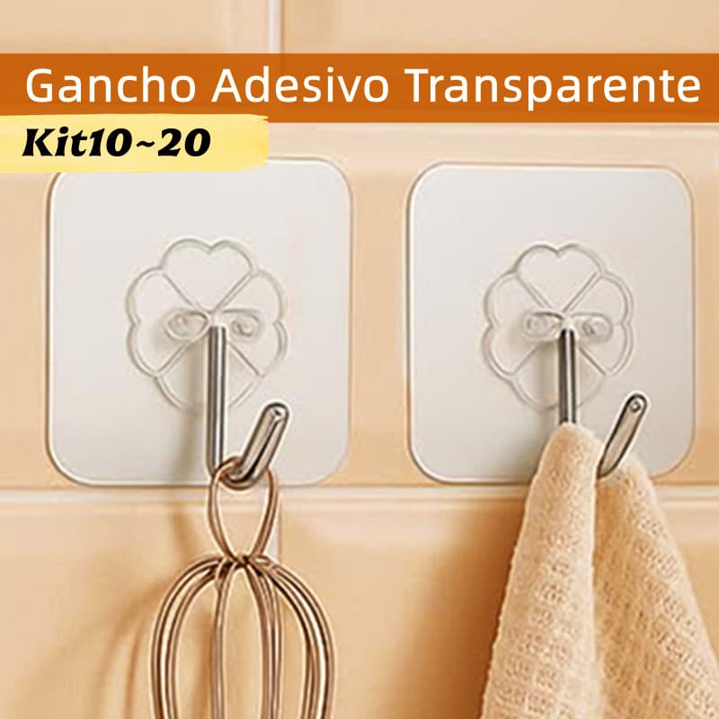 Kit Gancho Adesivo Transparente Parede Cozinha Banheiro Sem Furos Reforçado