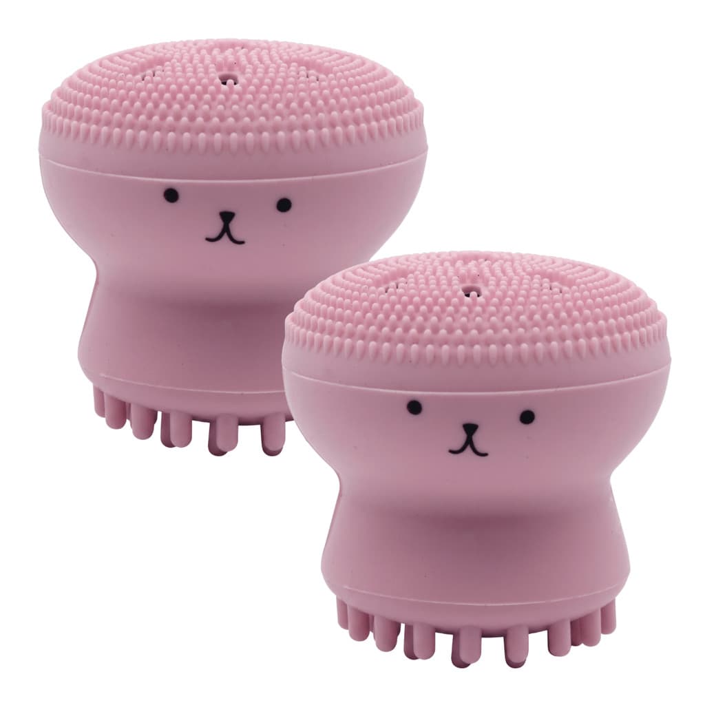Kit 2 Esponja Rosa de Limpeza Facial Esfoliante Skincare de Silicone Para Lavar o Rosto Duravel